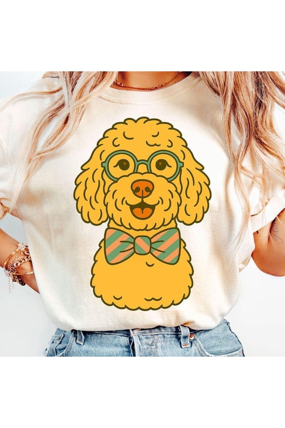 Cute Goldendoodle Bow Tie PNG, Doodle Mom Birthday Gift, Goldendoodle Owner Clipart, Labradoodle Shirt Sublimation Shirt, Dog Lover Shirt