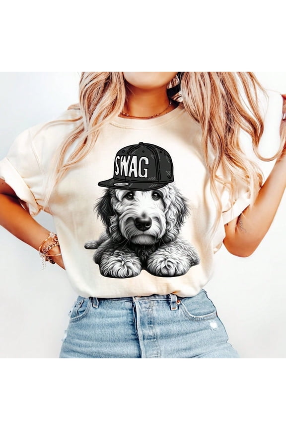 Cute Goldendoodle, Doodle Mom Gift, Dog Vaines, Labradoodle Sublimation S1Hirt Design, Goldendoodle Lover Clipart Dog Wearing Hat220G Clic Pure Cotton T-S1Hirt