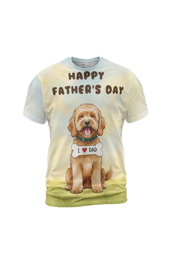 Cute Goldendoodle Loves Dad Happy Father's Day All Over Print 3D Shirt Unisex Merch Doodle Dog Lover Gifts Idea - 12008