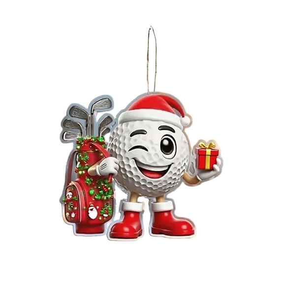 Cute Golf Ball and Ball Bag Christmas Tree Ornament, Holiday Decor for Golf Lovers, Whimsical Gift Idea for Christmas Tree Decorations