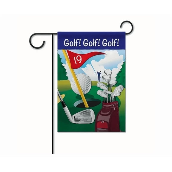 Cute "Golf Golf Golf 19" Welcome Flag 12x18 POLE NOT INCLUDED Garden Flag