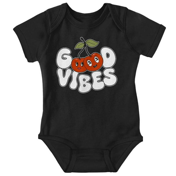 Cute Good Vibes Kawaii Cherries Bodysuit Jumper Girls Infant Baby Brisco Brands 24M