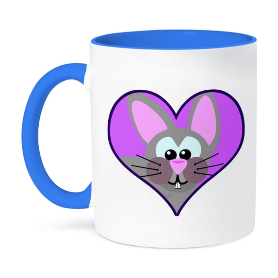 3dRose, Cute Goofkins Bunny Heart Cartoon, 11oz Two-Tone Blue Mug