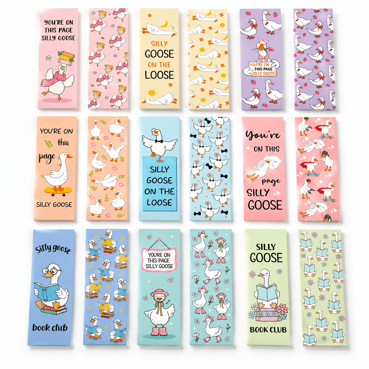 Cute Goose Double-Sided Matte Coated Paper Bookmarks for Book Lovers ...