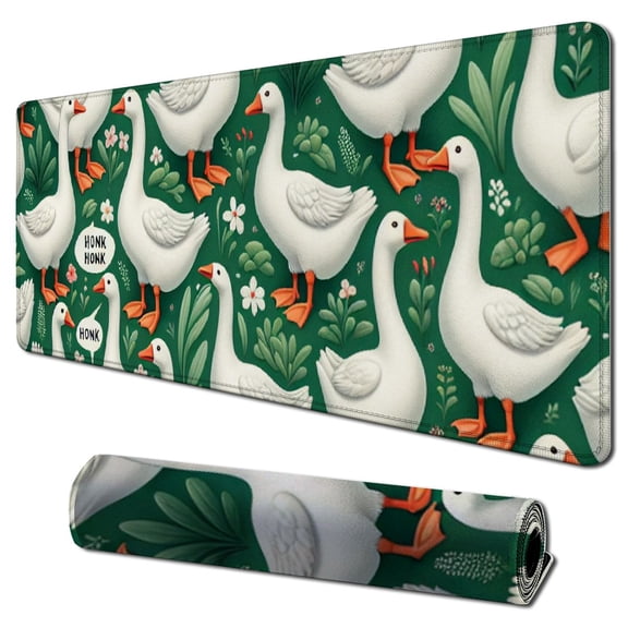 Cute Goose Farm Animals Large Mouse Pad, Gaming Mouse Pad Extended Computer Keyboard Desk Pad Non-Slip Desk Mats for Work Game Home Office,