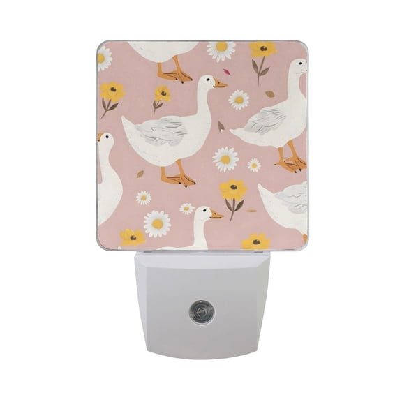 Cute Goose Flowers LED Night Light with Smart Sensor Plug Into Wall Dusk to Dawn 2 packs