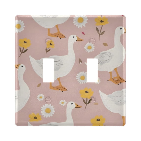 Cute Goose Flowers Light Switch Cover Electrical Outlet Cover Replaceable Wall Plates 2-Gang