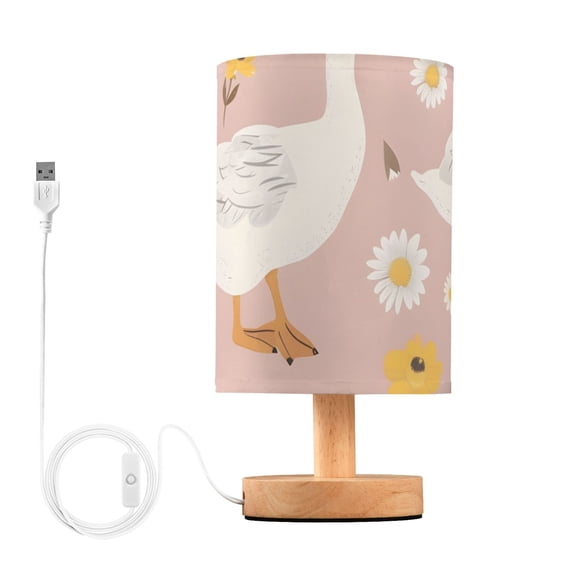 Cute Goose Flowers Table Lamp with USB Port LED Warm Light Lamp Night Light Home Decor