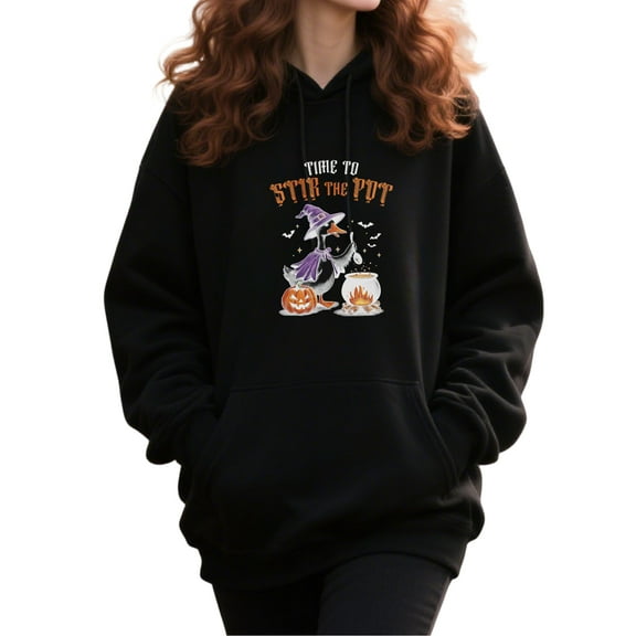 Cute Goose Halloween Funny Graphic Hoodie for Women and Men, Unisex Cozy Pullover Sweatshirt, Cute Farm Animal Goose Costume Top, Fall Party Outfit