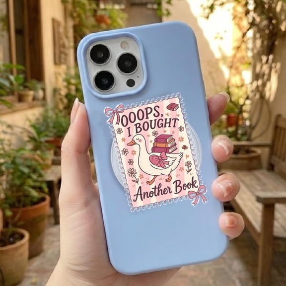 Cute Goose Phone Grip, Floral Phone Stand, Aesthetic Animal Phone Accessory, Unique Phone Grip for Book Lovers, Adorable Animal Phone Grip