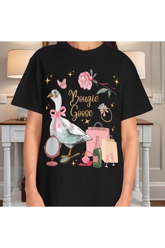 Cute Goose Tshirt, Bougie Gi Funny CottagE1core Animal Graphic Tee, Casual Top, Gift for Goose Lovers, Soft Cotton Shirt