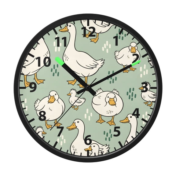 Cute Goose Wall Clock 12 Inch Voice Activated Night Light Silent Non Ticking