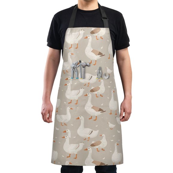 Cute Gooses Kitchen Apron with 2 Pockets Adjustable waterproof Cooking Aprons for Women Men Chef