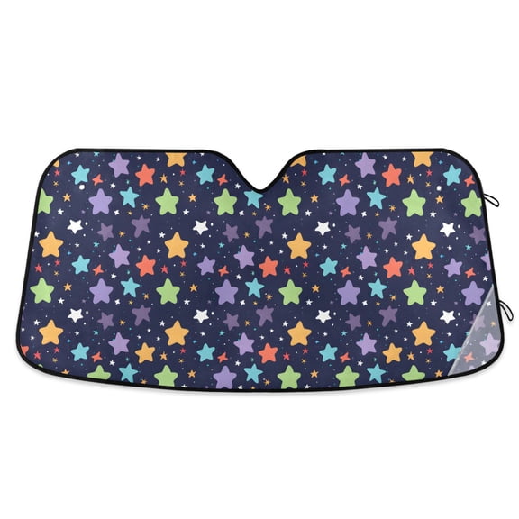 Cute Gorgeous Stars Car Windshield Sun Shade Foldable Car Front Window Visor Heat and UV Protection 55x27.6
