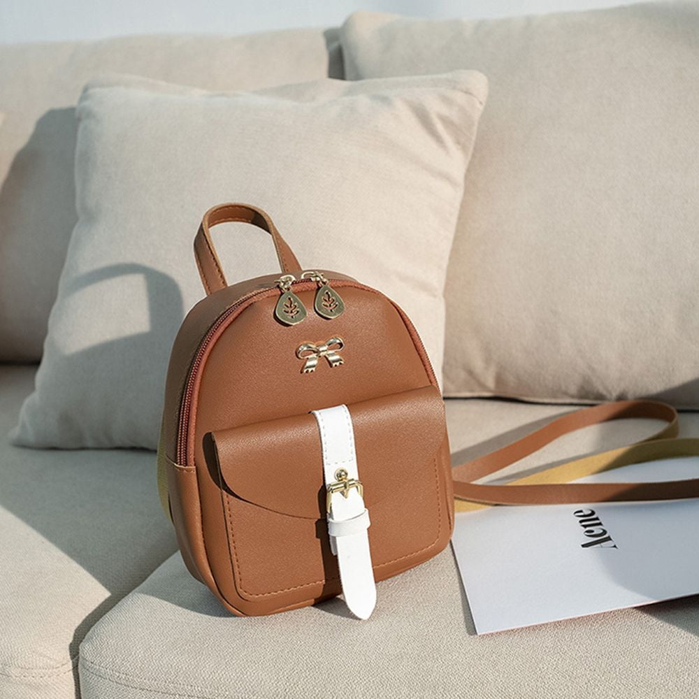 brown leather backpack purse cute yearsbag Cute Graceful PU Leather Leaf Hollow Mini Backpack Small School Bags  Bagpack Shoulder Bag BROWN