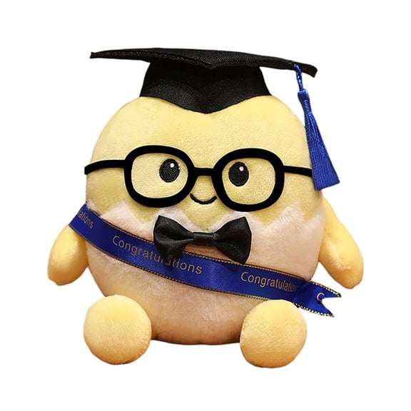 Cute Graduation Egg With Doctoral Cap & Glasses Soft Stuffed Animal Graduation For Students Graduation Season & For College High School Grads