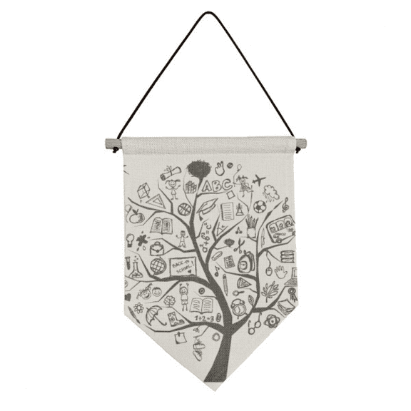 Cute Graffiti School Style Tree Outline Canvas Flag Hanging Wall Art Decor Banner