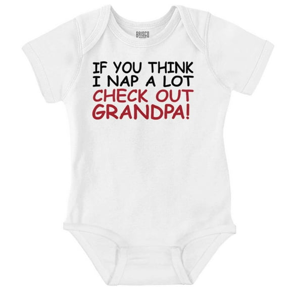 Cute Grandchild Grandpa Funny Napping Romper Boys or Girls Infant Baby Brisco Brands 24M