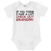 Cute Grandchild Grandpa Funny Napping Romper Boys or Girls Infant Baby Brisco Brands NB