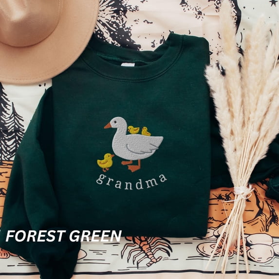 Cute Grandma Sweatshirt, Embroidered Grandma Duck and Baby Chicks, Nana Gifts, Grammy Gift, Grandmother Sweater, Grandma Cozy Sweat Shirt