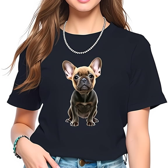 Cute Graphic Cotton Short Sleeve T-Shirt for Women - Stylish Pet Lover Tee