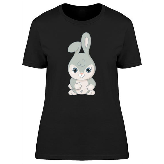 Cute Gray Baby Bunny Cartoon T-Shirt Women -Image by Shutterstock, Female x-Large