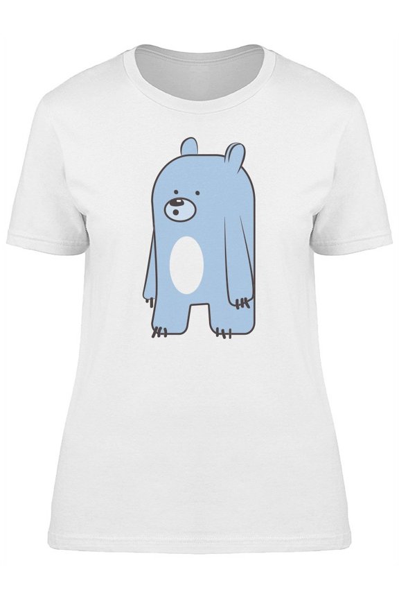 Cute Gray Cartoon Bear Doodle T-Shirt Women -Image by Shutterstock, Female XX-Large