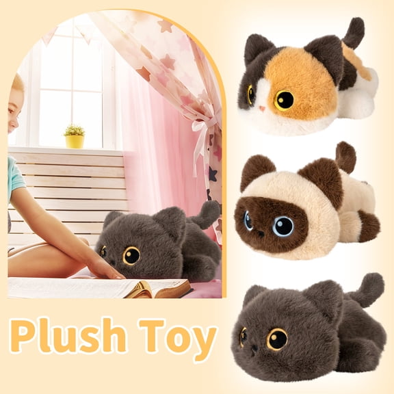 Cute Gray Cat Plush Pillow,Kawaii Plushies Gray Cat Stuffed Animals,Squishy Plushies,Cuddle Plush Pillow for Boy and Girl (11.81 Inch)