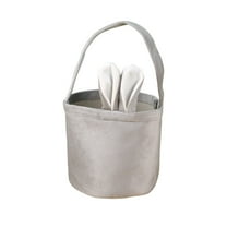 Cute Gray Easter Basket for Kids, 5.3"x10.2" Long Ears Plush Bunny Basket Tote Bags, for Spring Easter Egg Hunts Party Storage, Family Party Gift Storage, Classics