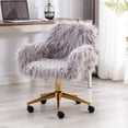 thumbnail image 1 of Cute Gray Fluffy Desk Chair for Teen Girl Kids, Home Office Computer Desk Chairs with Wheels, Comfy Faux Fur Swivel Rolling Task Chair Vanity Chair for Makeup Room, Bedroom, Living Room, 1 of 12
