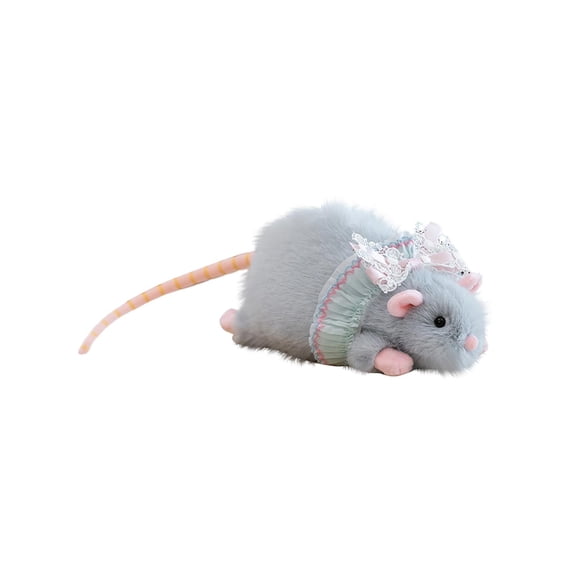Cute Gray Mouse Plush Toy - Soft Stuffed Animal with Pink Bow, Dress & Tail, Comfortable Plush Material - For Kids as Birthday/Christmas Gift, Home Decor, Nursery Decoration