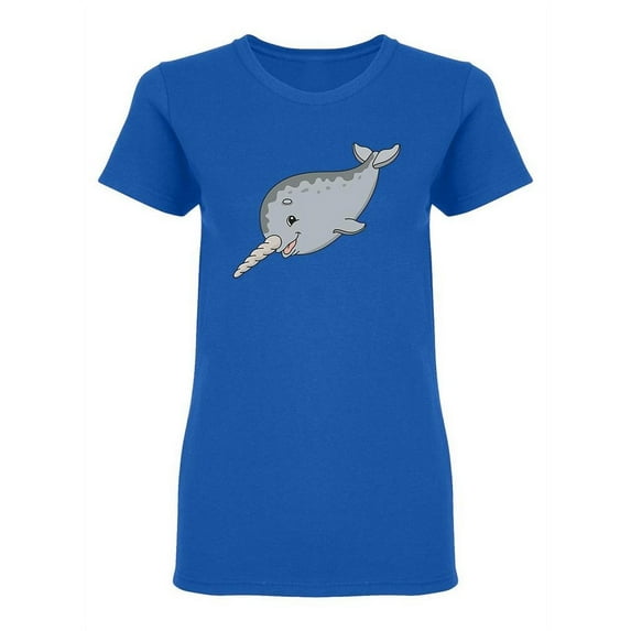 Cute Gray Narwhal Shaped T-Shirt Women -Image by Shutterstock, Female Medium