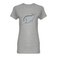 thumbnail image 1 of Cute Gray Narwhal Shaped T-Shirt Women -Image by Shutterstock, Female Medium, 1 of 2