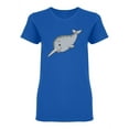 thumbnail image 1 of Cute Gray Narwhal Shaped T-Shirt Women -Image by Shutterstock, Female Small, 1 of 2