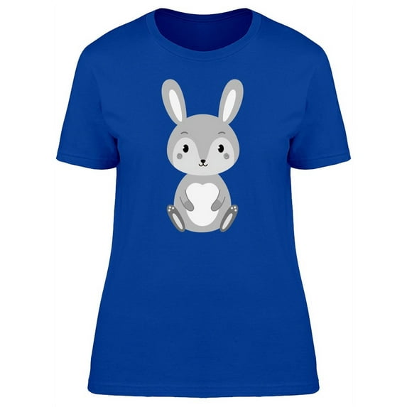 Cute Gray Rabbit Cartoon T-Shirt Women -Image by Shutterstock, Female Large