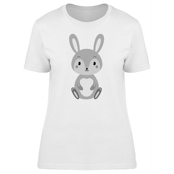 Cute Gray Rabbit Cartoon T-Shirt Women -Image by Shutterstock, Female Medium