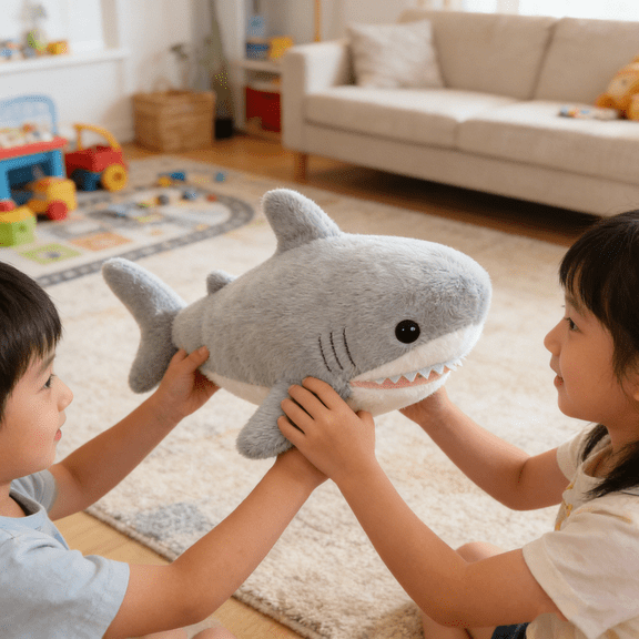 Cute Gray Shark Plush Toy Soft Fluffy Material Ideal For Kids Parent-Child Interactive Play Home Living Room Decor Well-Made Durable Toy Suitable For Gift Giving Daily Use
