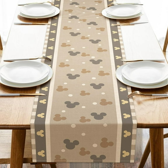 Cute Gray Table Runner, Grey Polka Dot Kitchen Dining Table Decor, Burlap Home Decoration Indoor Outdoor Party Supply 13 x 72 Inches