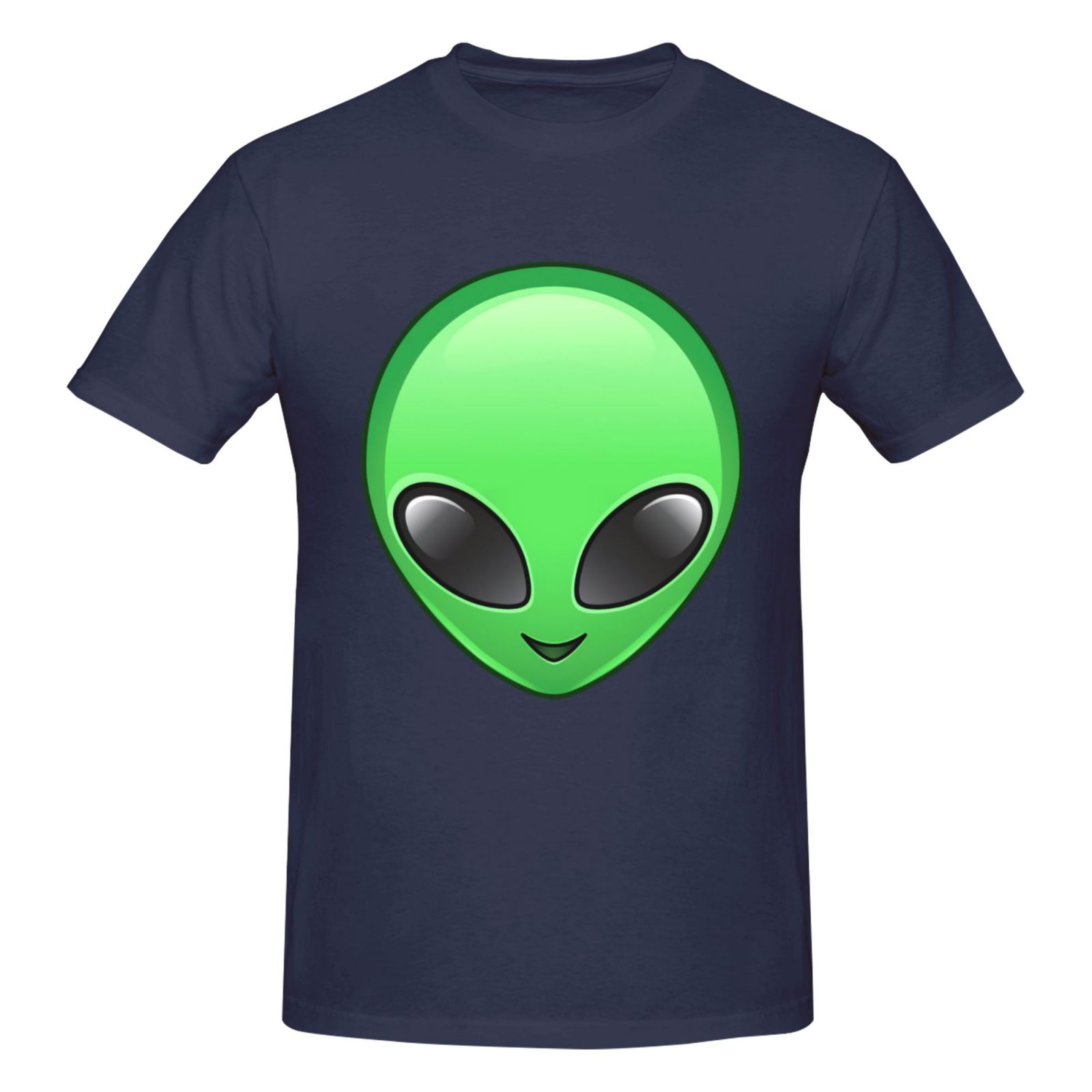 Cute Green Alien Face T-Shirt for Men Cotton Soft Breathable Slim Fit ...