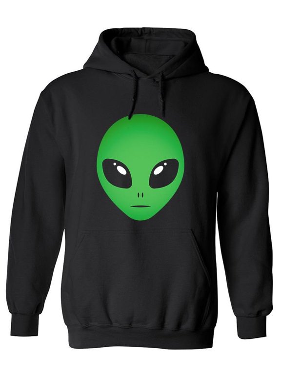 Cute Green Alien Head Hoodie Men -Image by Shutterstock, Male Medium