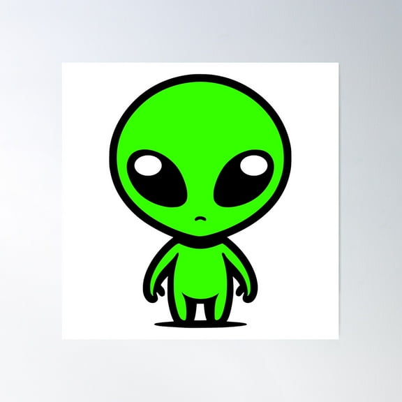 Cute Green Alien Poster Wall Art, Modern Wall Decor For Living Room Bedroom, 17x17 UNFRAMED