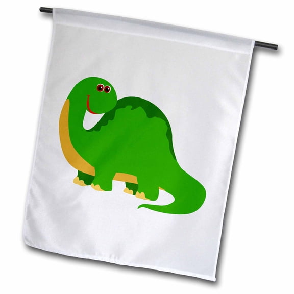 3dRose, Cute Green Brontosaurus Green Dino Dinousaur Cartoon, 18 x 27 inch Garden Flag
