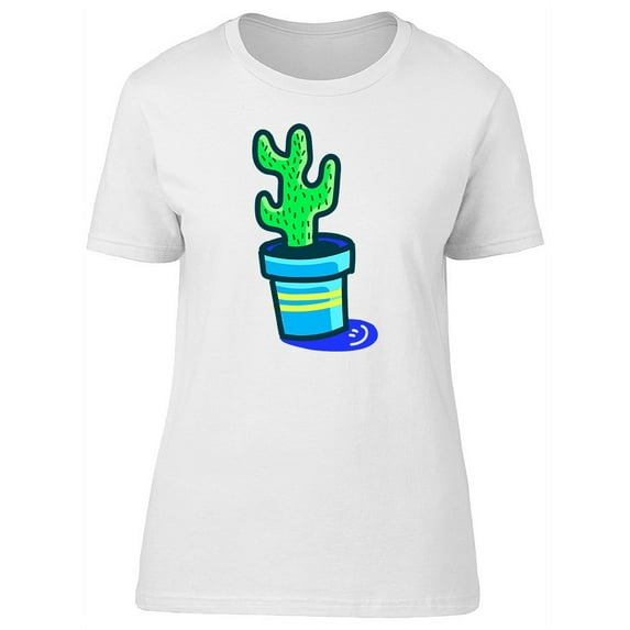 Cute Green Cactus Doodle Tee Women's -Image by Shutterstock
