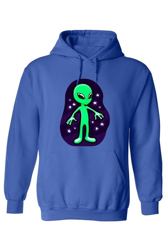 Cute Green Cartoon Alien Hoodie Women -Image by Shutterstock, Female 3X-Large