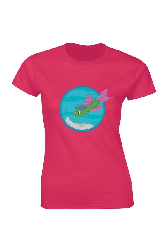 Cute Green Cartoon Fish - Funny Fishing Women's Gift T-Shirt
