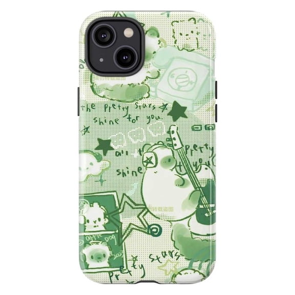 Cute Green Cat Collage Phone Case, Pretty Stars Quote Art Cover for iPhone 17 16 15 14 13 12 11 Pro Plus Mini