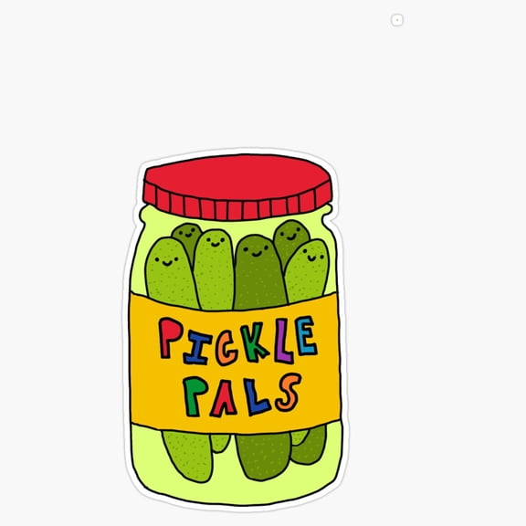 Cute Green Cucumber Pickle Pals Two Smiling Sour Pickled Garden Vegetables Decal For Lunchbox Sticker