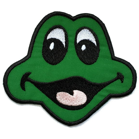 Cute Green Frog Face Embroidered Iron On Patch