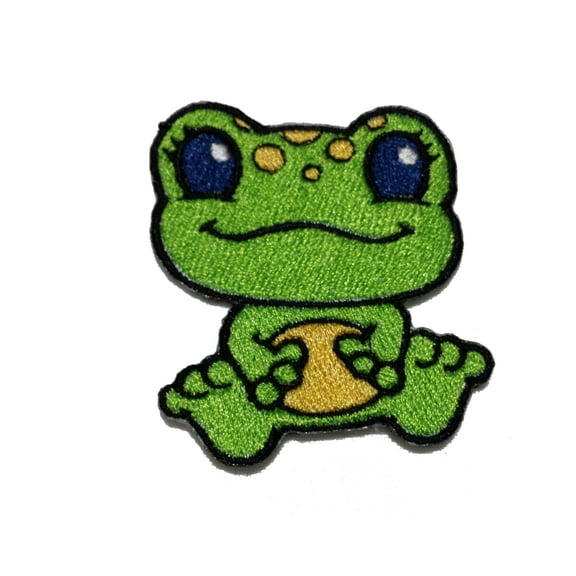 Cute Green Frog Fully Embroidered Sew/Iron On Patch