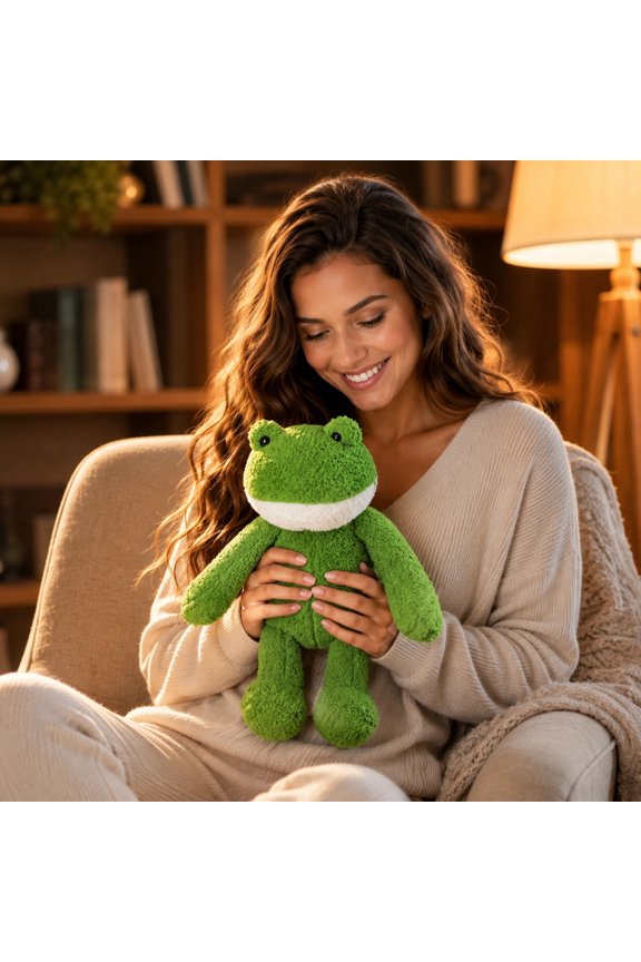 Cute Green Frog Plush Doll, Soft Stuffed Cuddly Animal Pillow Design, Entertainers Adult Birthday Gift, Doll for Entertainers Adult Birthday Sofa Bed Decor